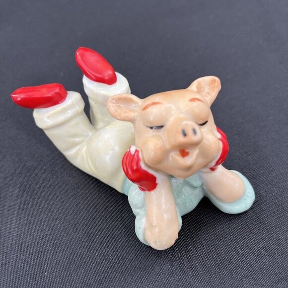Mid Century Modern Porcelain Pigs Tumbling Made in Japan Vintage Set of 6 - Picture 11 of 15